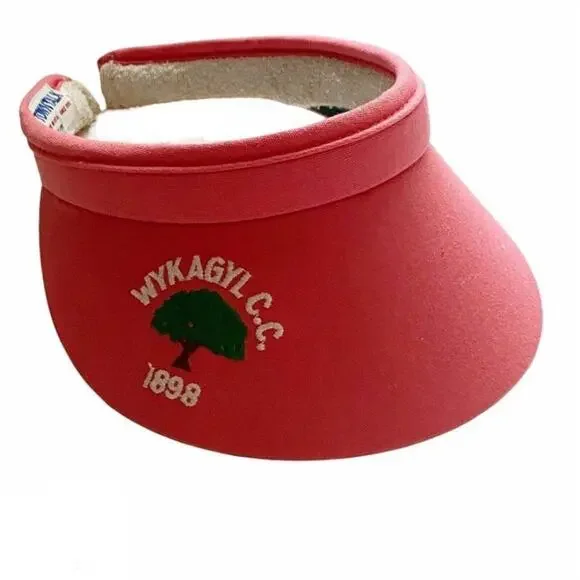 Vintage Country Club Visor Pink Cotton Headband Style Wykagyl NY Retro Golf Wear - Picture 1 of 4